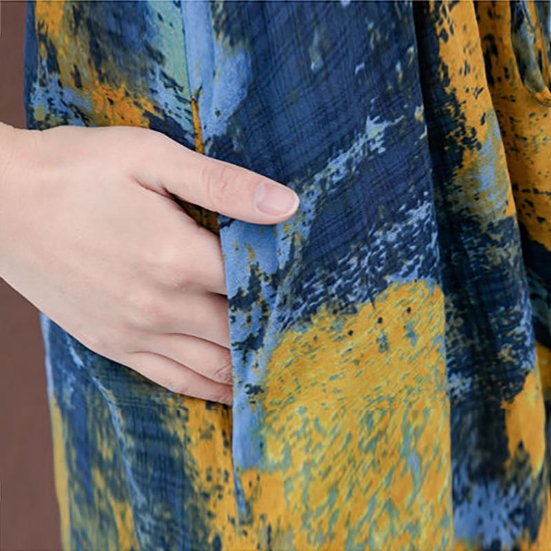 Fashion Summer Maxi Dress Women's Printed Sundress Casual Short Sleeve Female High Waist Robe