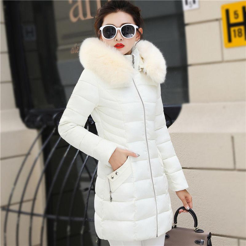 Winter Fashion Women's Mid-length Large Fur Collar Slim Slimming Plus Size Padded Jacket
