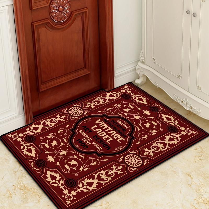 Retro Home Land Pad Door Pad Entrance Home Entoucted Porch Mat Door Foot Pad Water Absorbing Continental Carpet Living Room 60*90cm