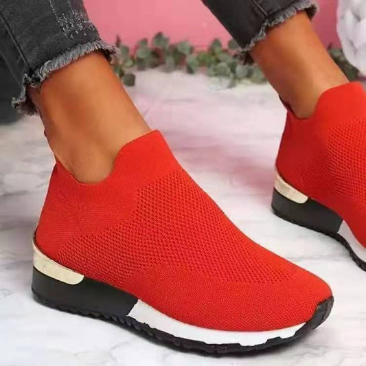 Fashion Summer Flying Knit Socks Shoes Stretch Cloth Plus Size Women's Breathable Shoes