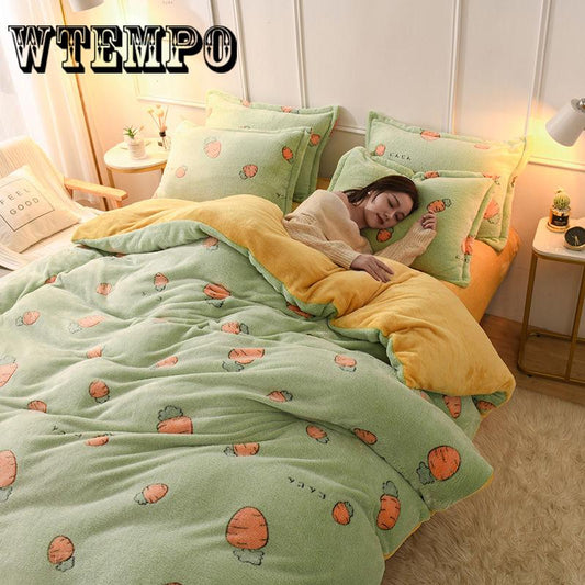 4pcs Warm Winter Bedding Set Duvet Cover Set Pillowcases Bedclothes Comfortable Bedding Set