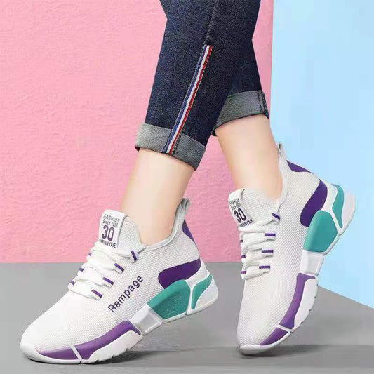 Spring and Autumn Women's Sports Shoes Korean Style All-match Flat-soled Lightweight Non-slip Shoes Casual Soft-soled Travel Dancing Shoes