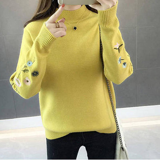 Pofulove Women's pullover knit Raglan long sleeved Half turtleneck sweater coat Loose Lady pullover Top Sweater Warm winter