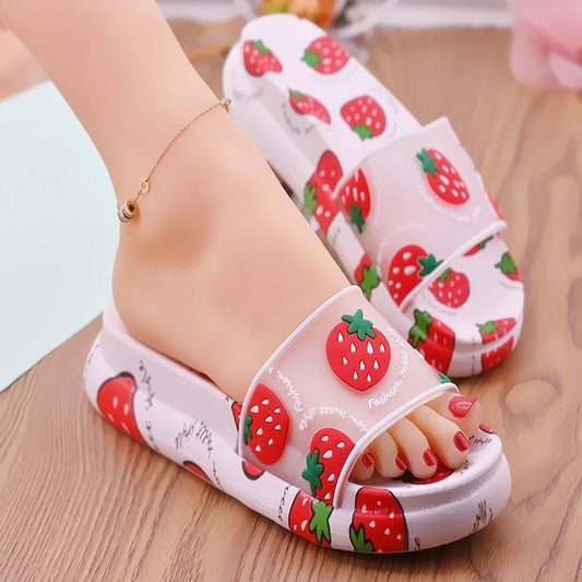 Summer Ladies Cartoon Non-slip Sandals Slippers Home Soft-soled Bathroom Slippers Cartoon Cute Thick-soled Slippers