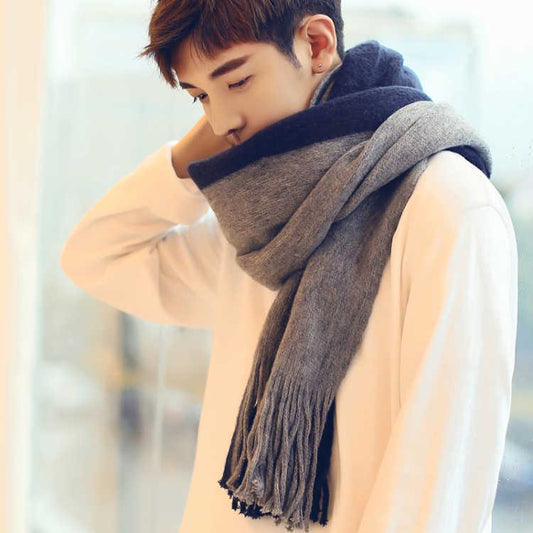 Men Fashion Scarves Men Winter Wool Knitted Cashmere Scarf Couple's Thick Warm Long Scarf