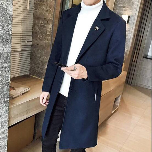Men Woolen Coat Autumn Trench Coat Slim Fit Wool Jacket Coat Men Long Coats Fashion Overcoats