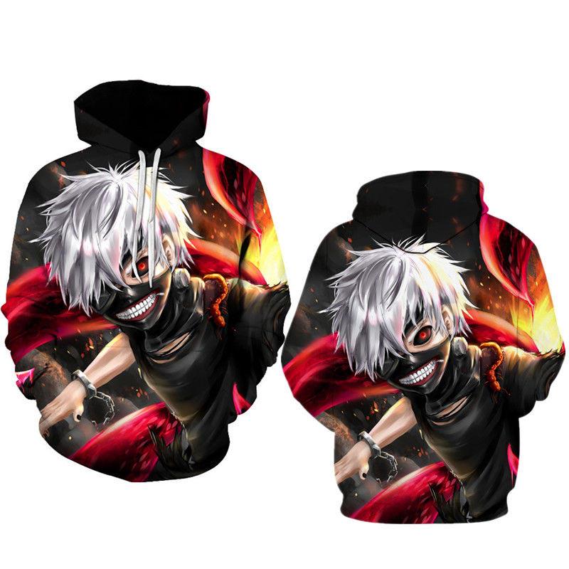 Men Hoodies 3D Tokyo Ghoul Hoodies Pullovers Men/Women's Leisure Hat Sportswear Men's