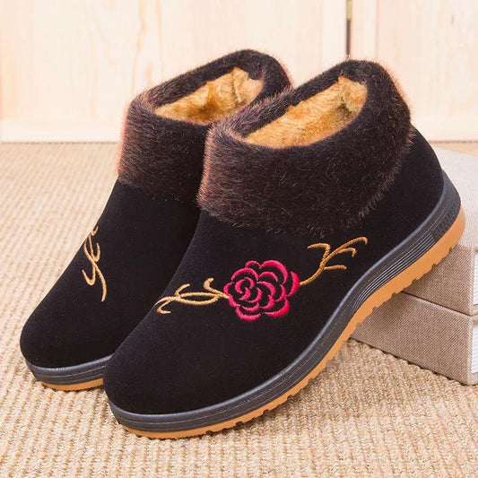 Women's Winter Plus Velvet Padded Cotton Shoes Non-slip Short-tube Mother's Cotton Boots