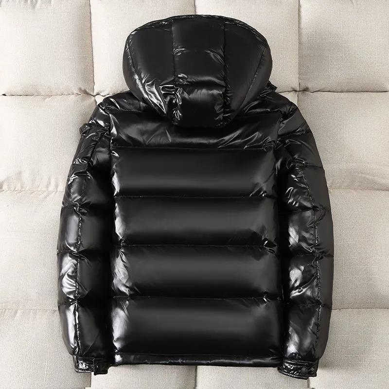 Pure Color Shiny Down Coat Winter Men Down Jacket Thick Warm Jacket White Duck Down Padded Coat