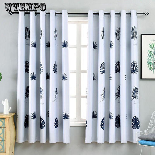 Curtain Finished Bedroom Simple Shading Insulation Curtain Printing Shading Short Curtain