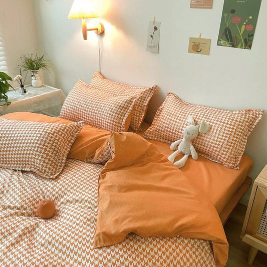 Four Seasons Universal Bed Sheet Quilt Cover Cotton Four-piece Student Dormitory Single Double 1.8m 2.0m Bedding Set