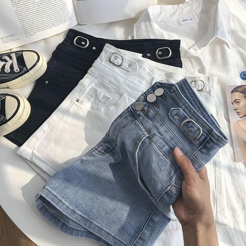 Women's Summer High Waist Single Breasted All-match Large Size Denim Straight Pants