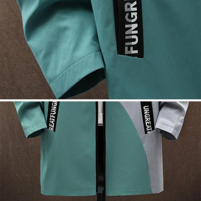 Bear Print Windbreaker Hooded Jacket Men Coat Casual Loose Parka Soft Comfortable Top Long