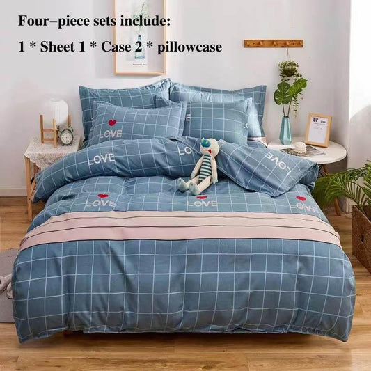 Bed Supplies Grinding Four-piece Thick Twill Bed Single Pillow Package Set Home Bedding 1.8 M 2 Meters Double Bed