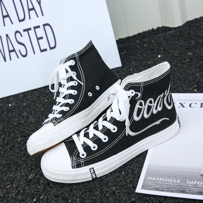 Men's shoes breathable wild cloth shoes men's casual board shoes embroidered high-top canvas shoes