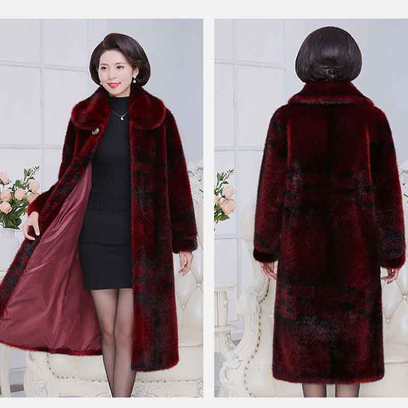 Fur Coat Women's Winter Large Size Thickened Imitation Mink Fur Coat Middle-aged Mother Wear