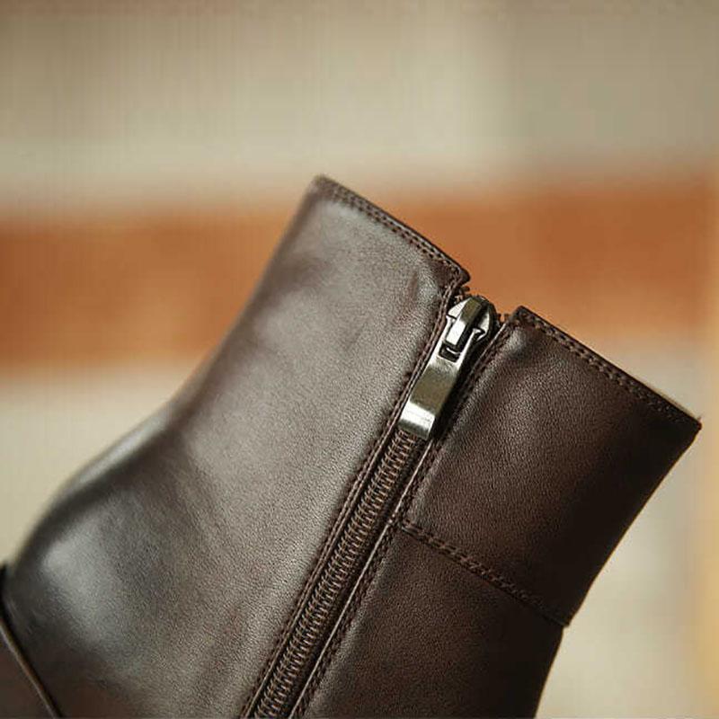 High Heel Boots Thick with Short Boots Chelsea Boots Spring and Autumn Single Boots Black Leather Boots Martin Boots