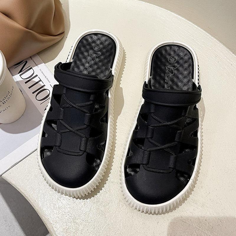 Sandals Women's Flat Bottom Non-slip Two-wear Toe Slippers Women's Outer Wear Beach Shoes Soft and Comfortable