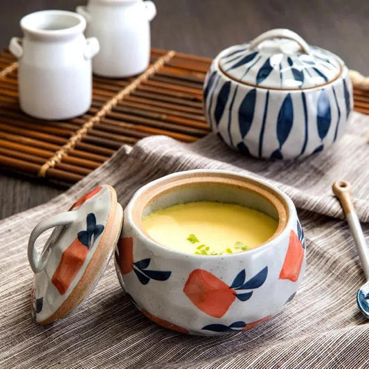 Household Ceramic Soup Pot with Lid, Stew Pot, Steamed Egg Pot, Soup Liner, Stew Pot, Bird’s Nest Small Stew Pot, Handmade Ceramic Pot