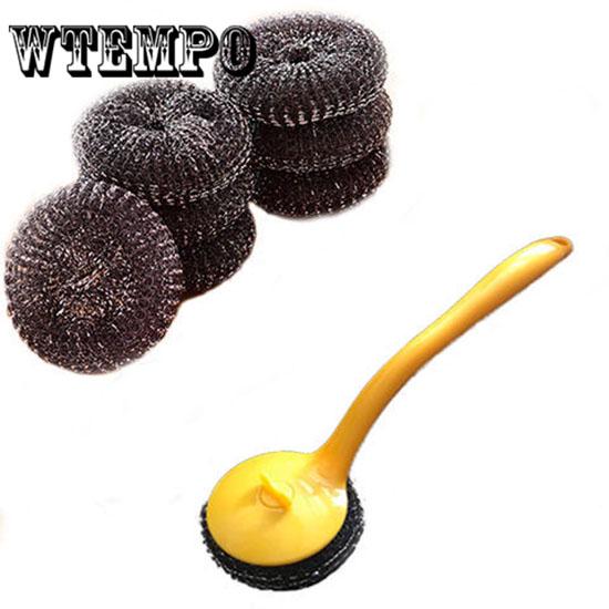 Brand Wire Ball Cleaning Brush Multi-purpose Long Handle Pot Dish Bowl Wash Kitchen Tool