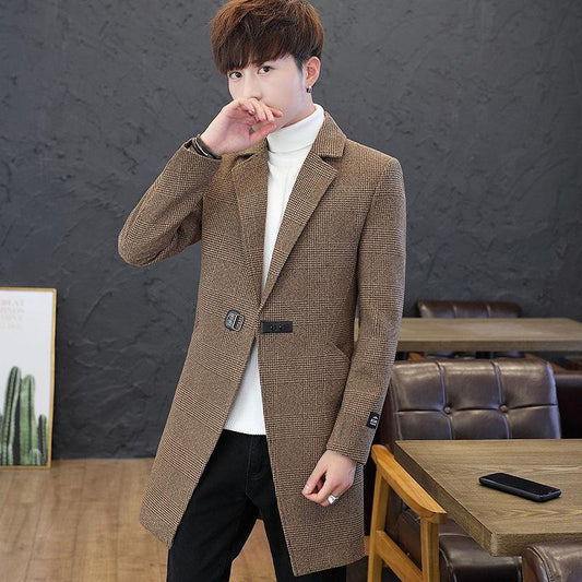 Large size Windbreaker Men's clothes Autumn And Winter Medium and long section Woolen coat