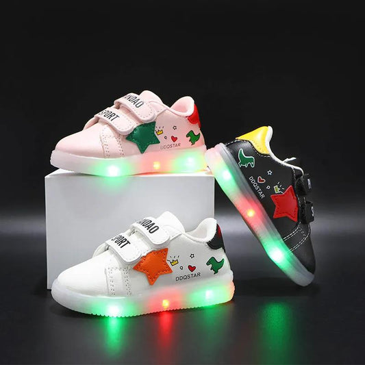 Children's Light Shoes Baby Shoes Spring and Autumn Boys' and Girls' Small White Shoes Anti-skid Middle and Small Children's Sports Walking Shoes
