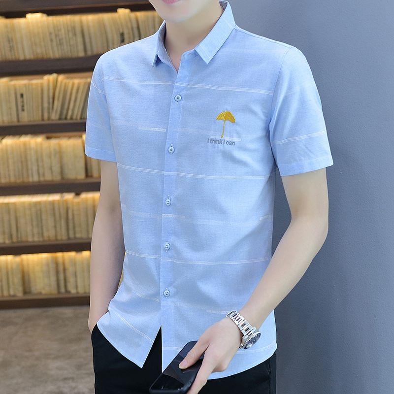Summer Men's Business Professional Formal Wear Shirt Slim Shirt Handsome Work Casual High-end Inch Shirt