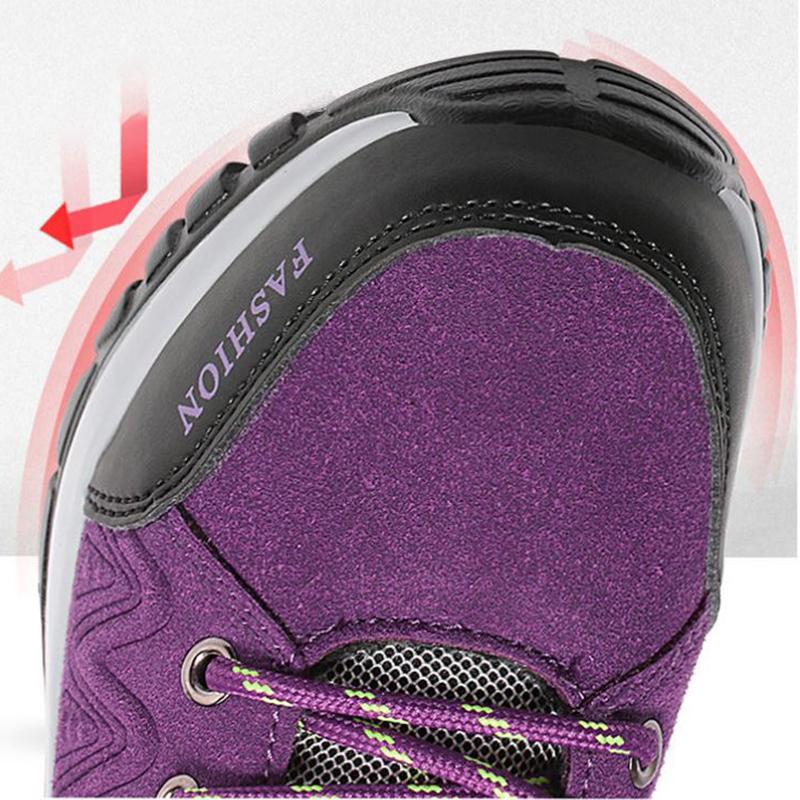 Winter Plus Velvet Hiking Shoes Women's Warm Non-slip Sports Shoes Leather Waterproof Wear-resistant Outdoor Hiking Sports Shoes