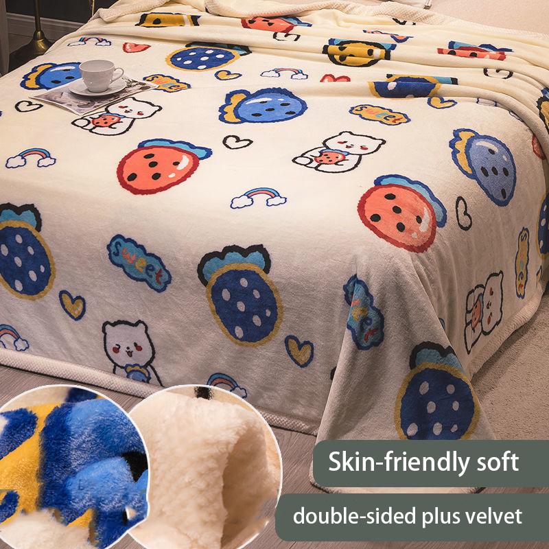 Soft Warm Coral Fleece Blanket Winter Bed Sheet Bedspread Sofa Plaid Cloth Thin Mechanical Washing Flannel Blanket Warm Nap Blanket