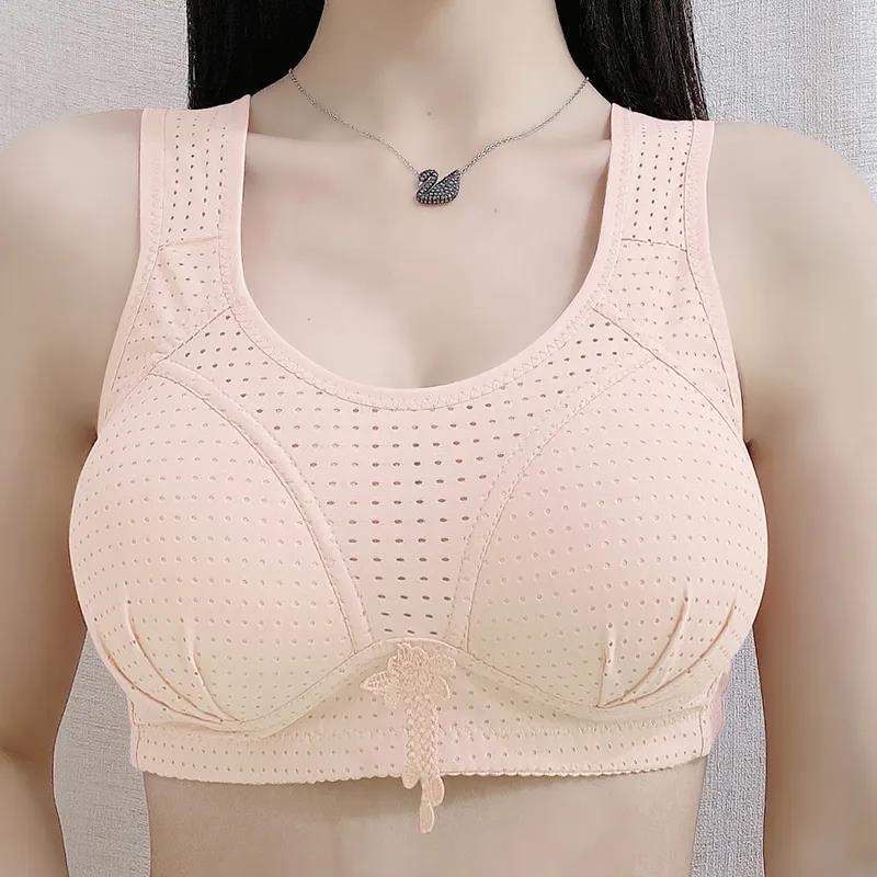 Spring and Summer Ice Silk Holes Hollow Breathable Comfortable Anti-glare No Steel Ring Gathered and Collected Female Underwear Bra