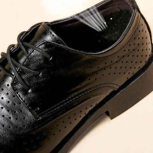 Men's Pointed Leather Shoes Men Oxford Shoes Slip on Formal Dress Shoes for Man Leather Men Shoes Summer Hollow Breathable Oxford Shoes