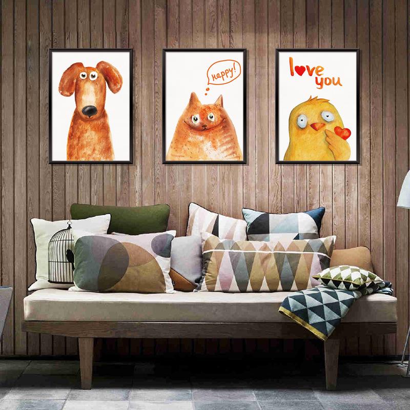 Cute pet animal painting 3D photo frame wall stickers background decoration removable stickers