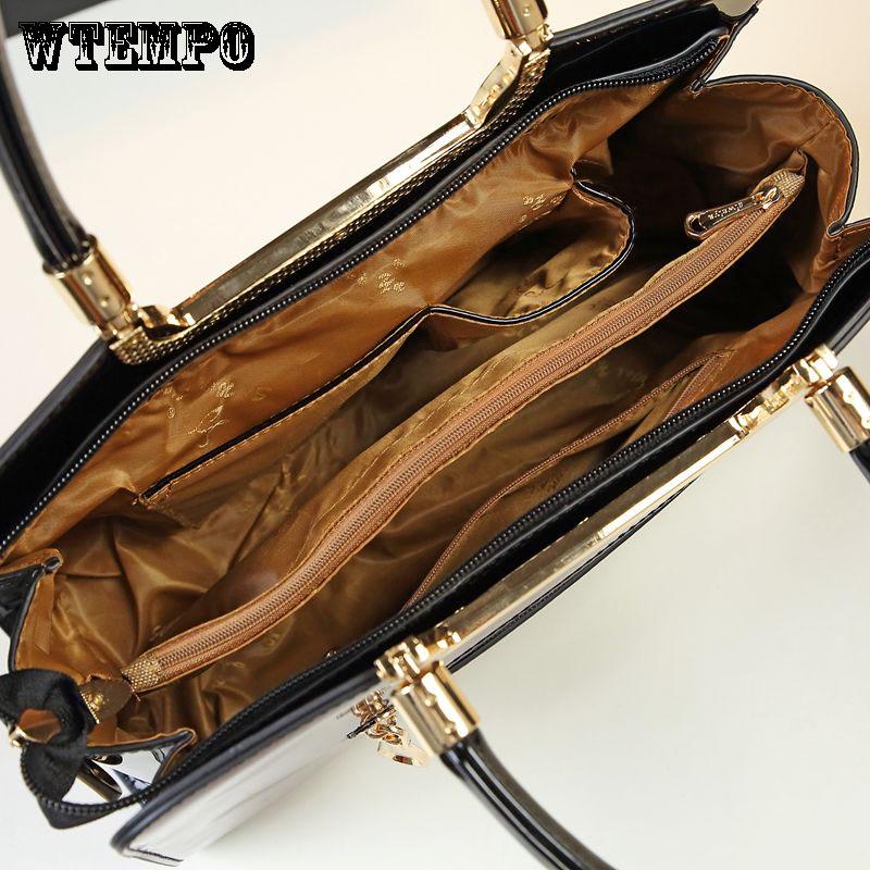 Handbag Messenger Bag Fashion Versatile Patent Leather Handbag Leather Texture Personality