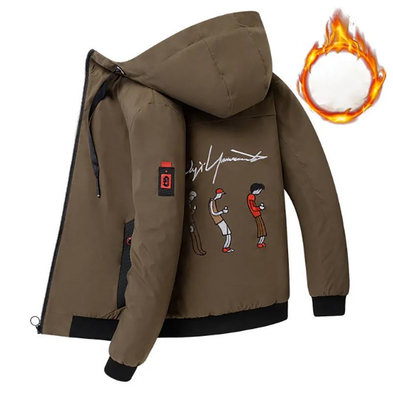 Men's Autumn and Winter Cotton Jacket Plus Velvet Padded Warmth for Young Men Korean Style Slim Jacket