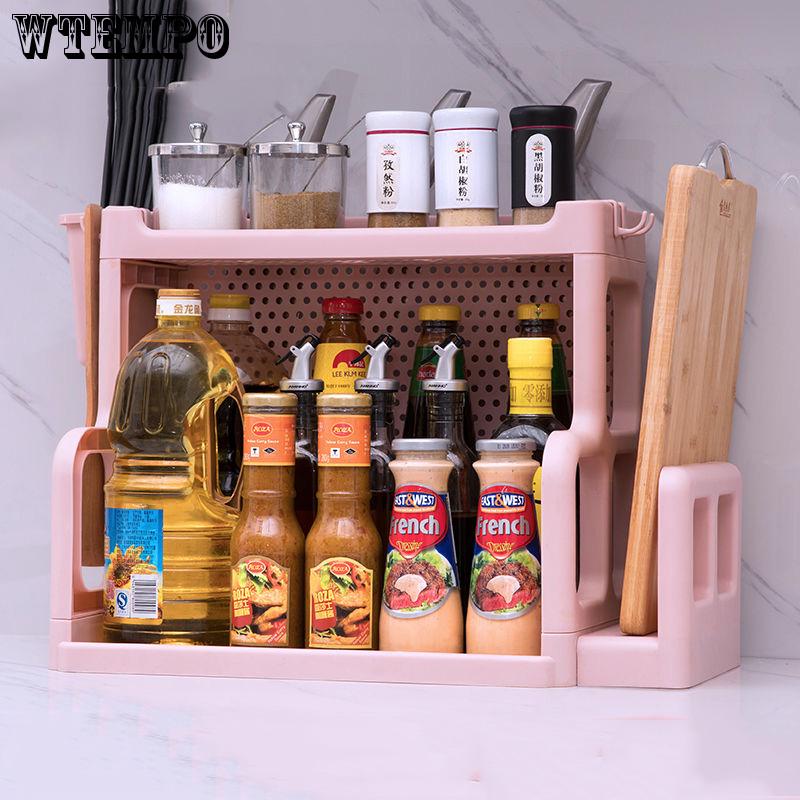 Home Double Layers Kitchen Organizer Rack Spice Rack Storage Holders Racks