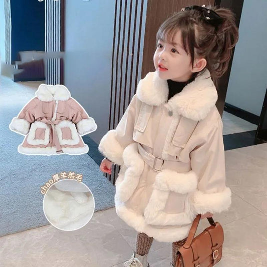 Girls' Jackets Winter Thickened Padded Jacket Western Style Plus Velvet Cotton Jacket Children's Autumn Cotton Jacket Girl Baby Pie To Overcome