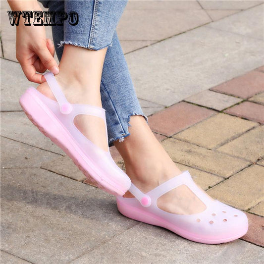 Hole Shoes Net Sandals Women's Fashion Soft Bottom Shoes Non-slip Beach Leisure