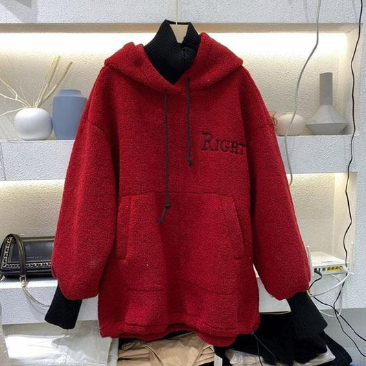 Thick Fake Two-piece Sweater Mid-length Loose Autumn and Winter Tops Fashion Casual Jacket