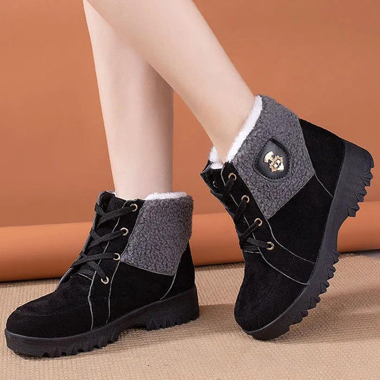 Winter Thick Warm Cotton Shoes Anti-slip Waterproof and Velvet Snow Flat Shoes