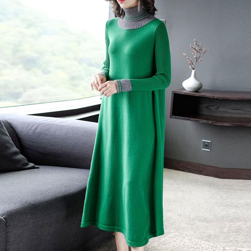 Women's Sweater Long Bottoming Shirt Autumn Winter Clothing 2021 Women's Sweater Knitted Dress Over The Knee