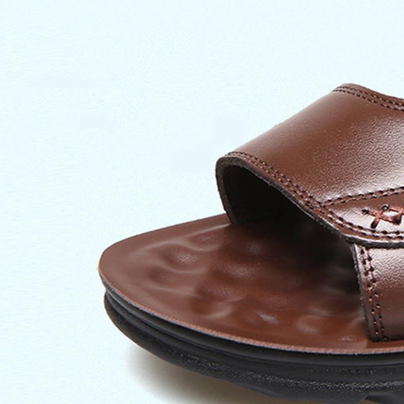Men Sandals Summer Men's Slippers Leather Shoes Beach Casual Breathable Slippers Men Shoes Flip-Flop