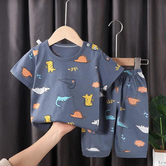 Children's Short-sleeved Suit Summer Children's T-shirt Half-sleeved Baby Clothes Two-piece Summer Set