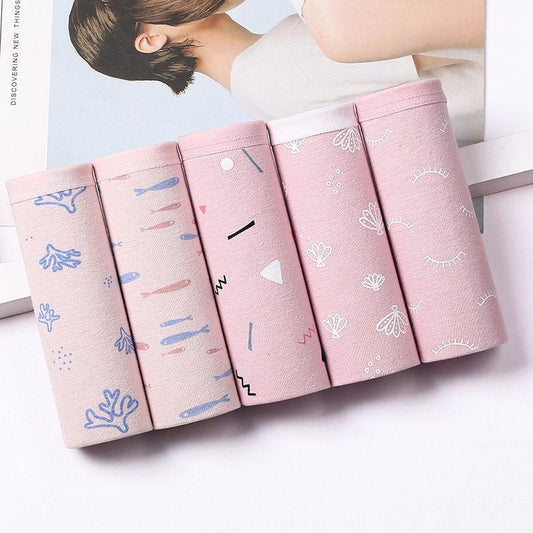 5-Pack Student Low-rise Women's Cotton Underwear Women's Plus Size Underwear