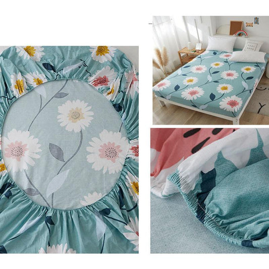 Skin-friendly Cotton Bed Cover Non-slip Fixed Mattress Cover Dust Protection Cover Bedding Cotton Bed Sheet Single Piece