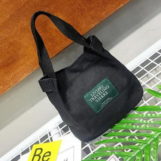 Korean Version of Literary and Artistic Leisure One-shoulder Canvas Bag Female Bag Mini Mummy Bag Small Fresh Bucket Bag