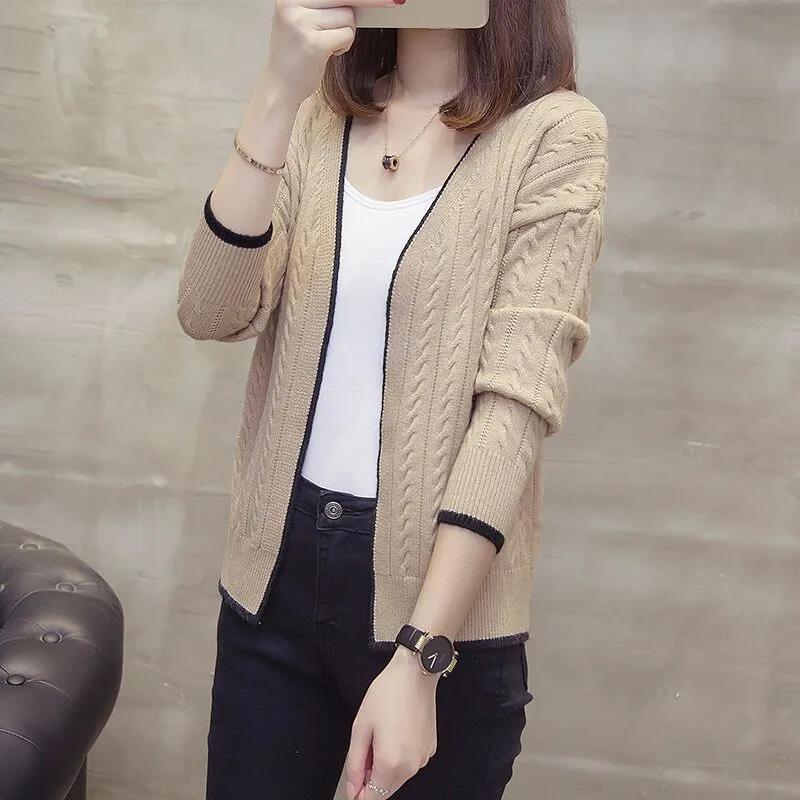 Cardigan Knitted Jacket Women's Spring and Autumn Tops Western Style Loose Sweater Outer Wear Trendy