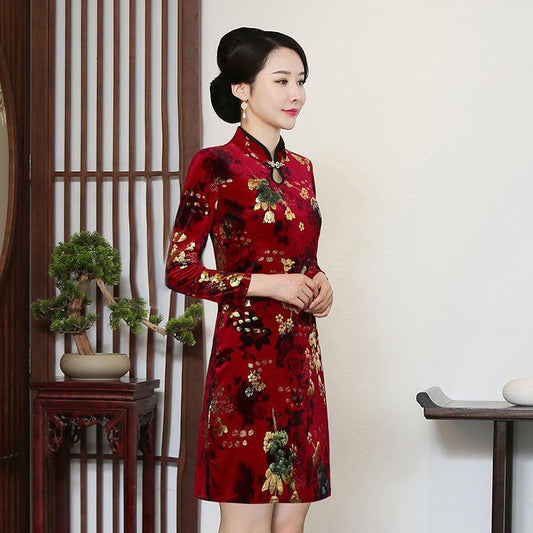 Chinese Women's Charming Mini Dress Evening Dress Dragon & Phoenix Cheongsam Qipao Large Size
