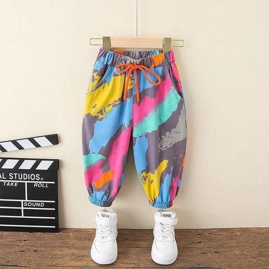 Two-piece Suit Children's Clothing Boys Summer Suit 3D Printing Graffiti Foreign-style Baby Fashionable Clothes Children Handsome Short-sleeved