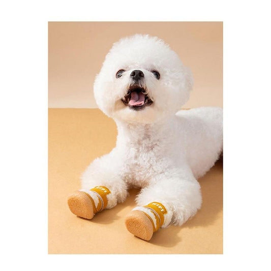 Dog Shoes Soft Sole Winter Foot Cover Set of 4 Teddy Anti-slip Cotton Shoe Cover Pet Small Dog Bichon Warm Cat Shoes Dog Wear-resistant Snow Boots