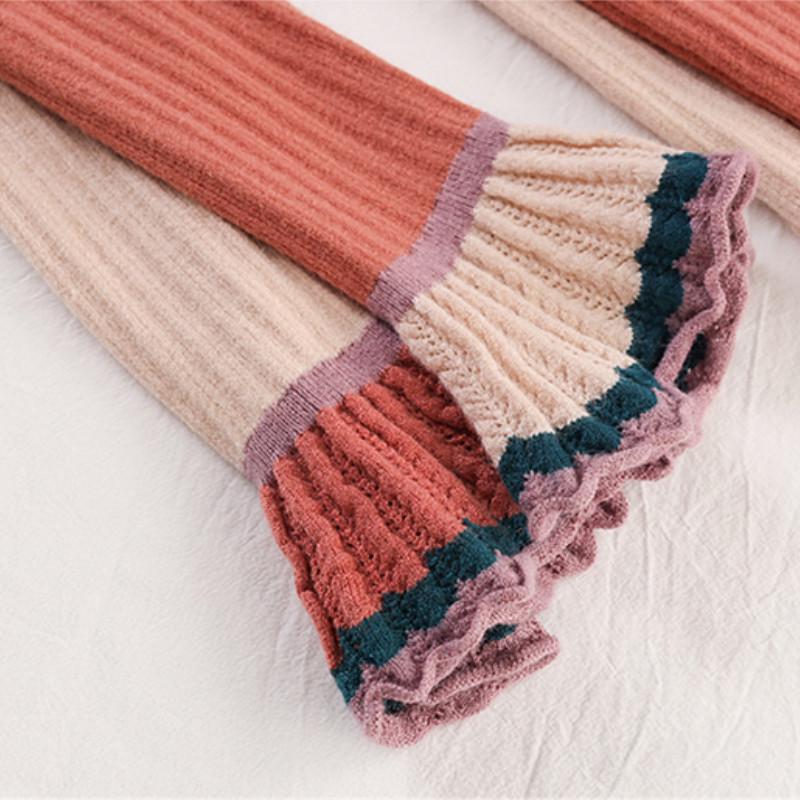 Hit Color Ruffled Pullover Sweater Women's Long-sleeved Slim Bottoming Shirt Autumn Winter